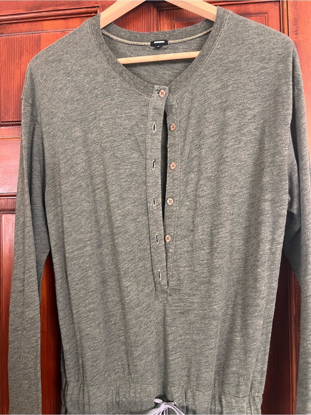 Monrow Olive Green Cotton Jersey Long Sleeve Jumpsuit - Size Large